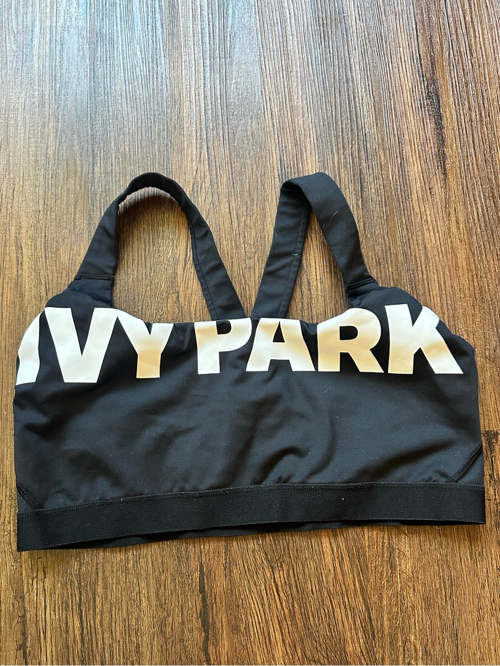 XL IVY PARK by Beyoncé Black and White Logo Sports Bra
